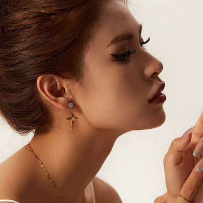 North Star Dangle Drop Earrings