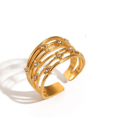 The Gilded Grid Ring - The Jazzy Owl