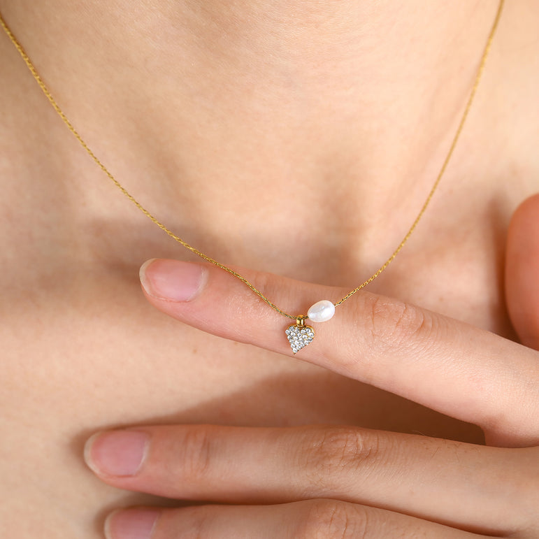 Promise Pearl Heart Necklace - The Jazzy Owl