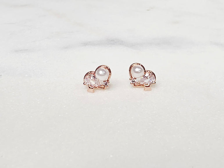 Petite Pearl Heart Studs - The Jazzy Owl