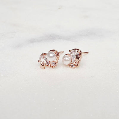 Petite Pearl Heart Studs Earrings - The Jazzy Owl