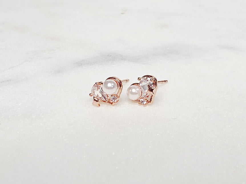 Petite Pearl Heart Studs - The Jazzy Owl