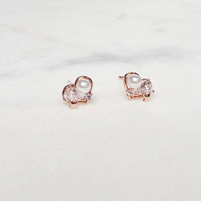 Petite Pearl Heart Studs Earrings - The Jazzy Owl