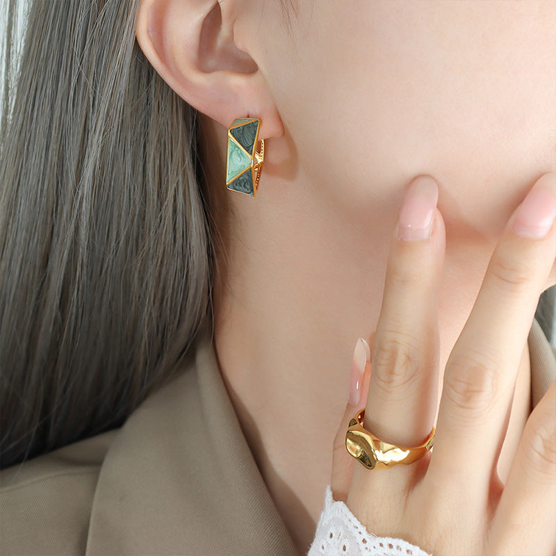 Minted Maze Stud Earrings