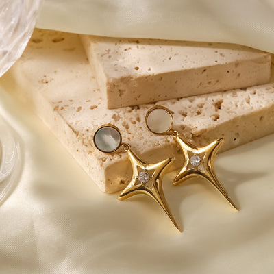 North Star Dangle Drop Earrings