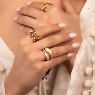 The Gilded Grid Ring - The Jazzy Owl