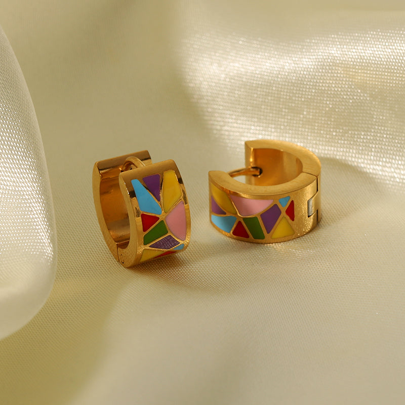 Confetti Charm Huggie Hoops Earrings