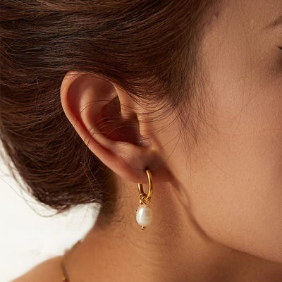 Star Drop Pearl Hoops