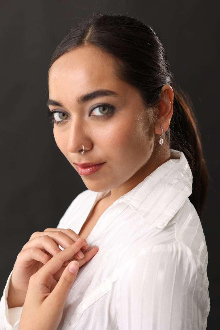 Pearl Fanfare Huggie Hoops Earrings
