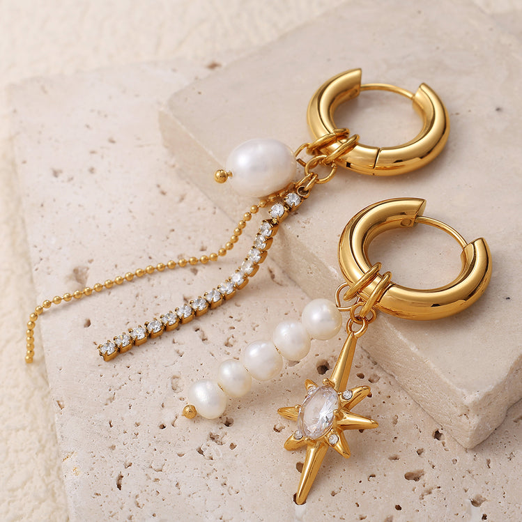 Colorful gold-plated Charm Party Hoops with playful dangling charms