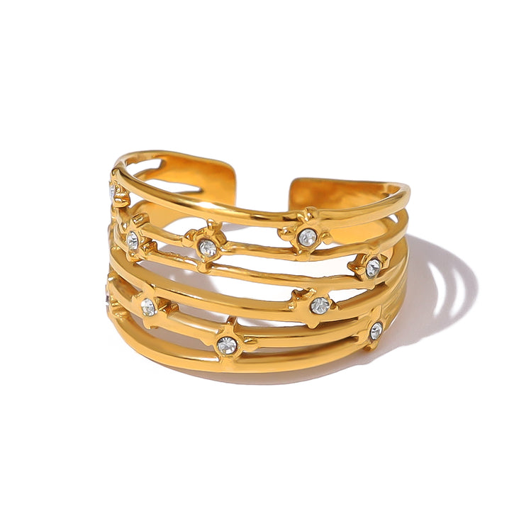  The Gilded Grid Ring - The Jazzy Owl