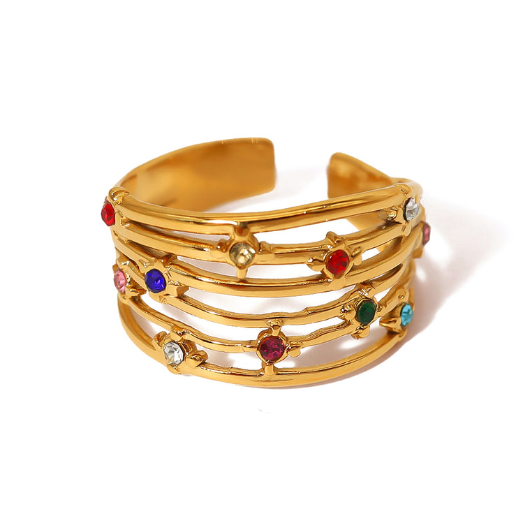  The Gilded Grid Ring - The Jazzy Owl