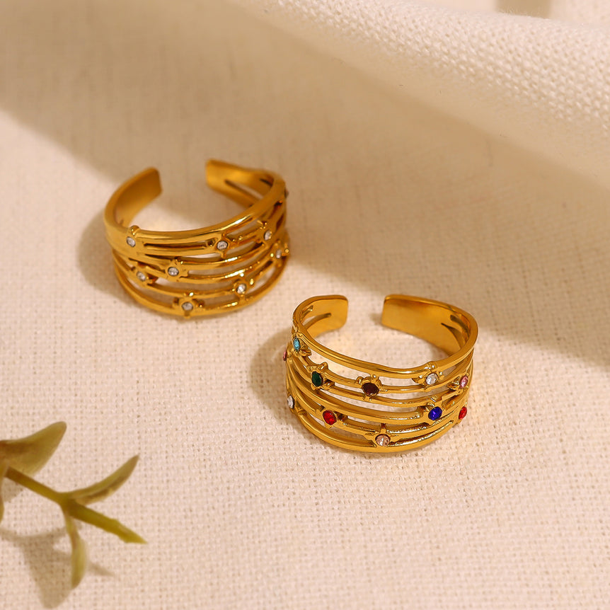  The Gilded Grid Ring - The Jazzy Owl