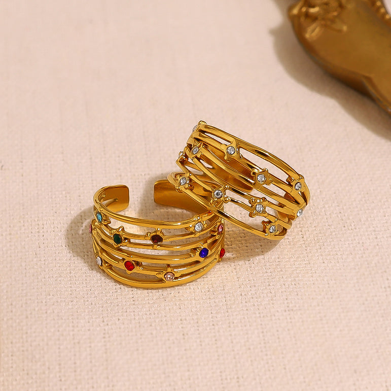  The Gilded Grid Ring - The Jazzy Owl