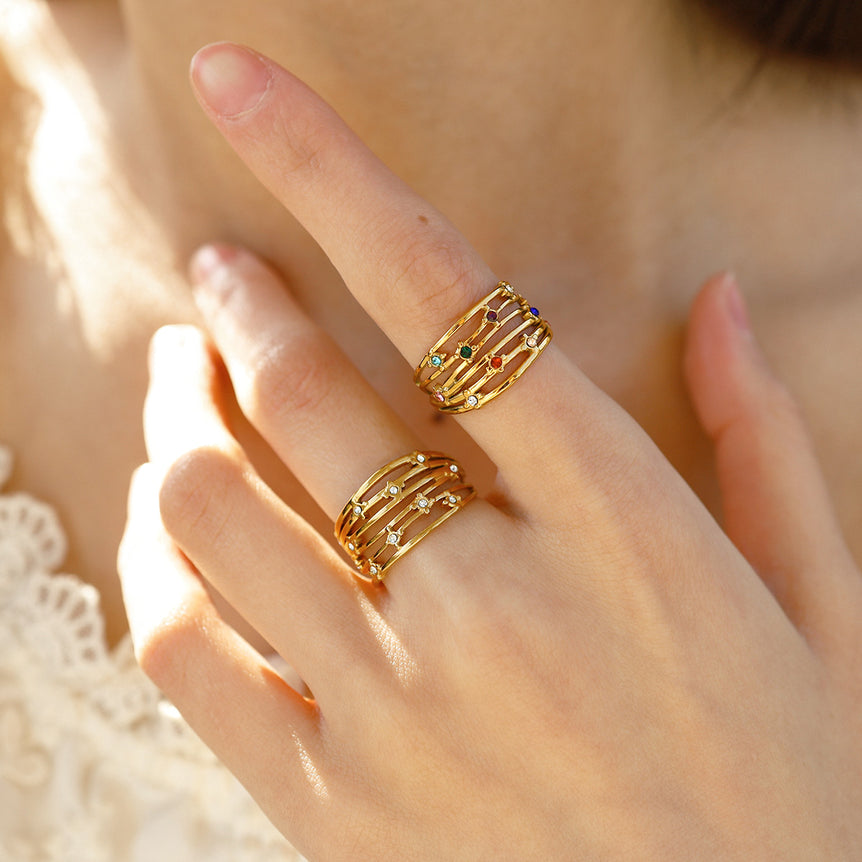  The Gilded Grid Ring - The Jazzy Owl