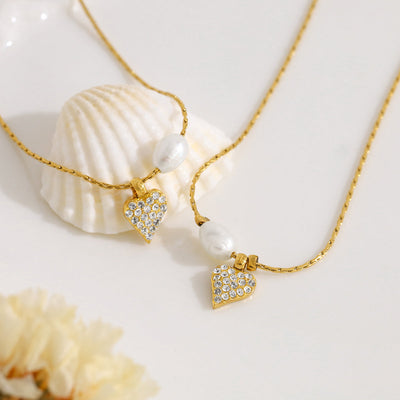  Promise Pearl Heart Necklace - The Jazzy Owl