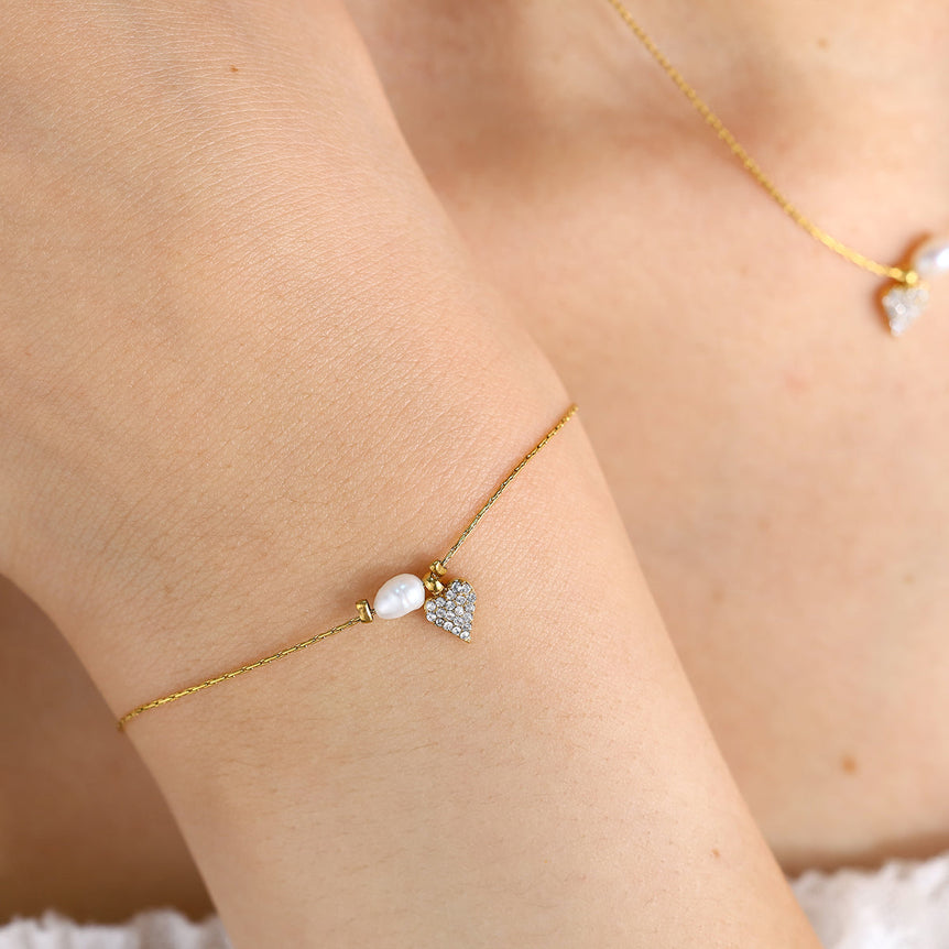  Promise Pearl Heart Bracelet - The Jazzy Owl