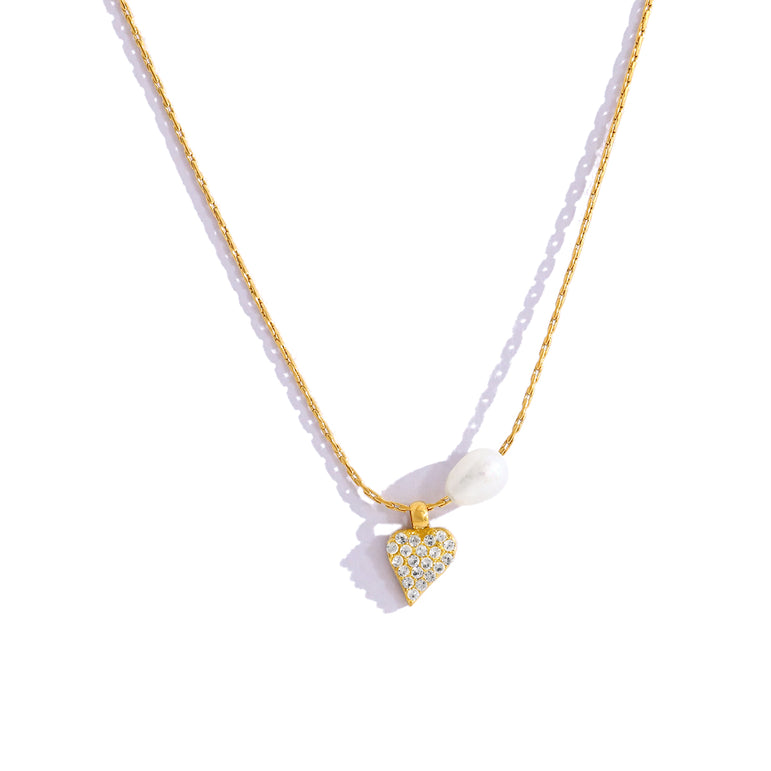  Promise Pearl Heart Necklace - The Jazzy Owl