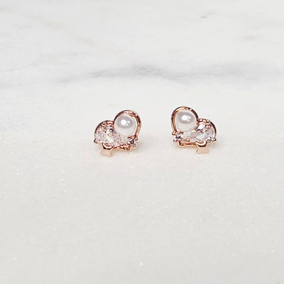  Petite Pearl Heart Studs - The Jazzy Owl
