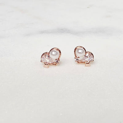  Petite Pearl Heart Studs Earrings - The Jazzy Owl