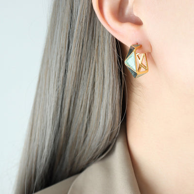 Minted Maze Stud Earrings