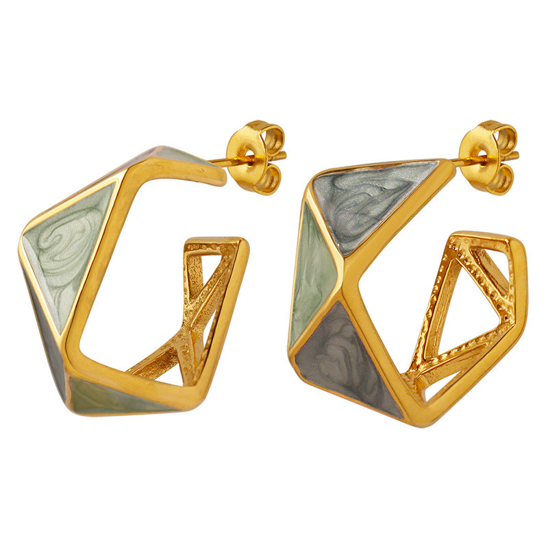 Minted Maze Stud Earrings