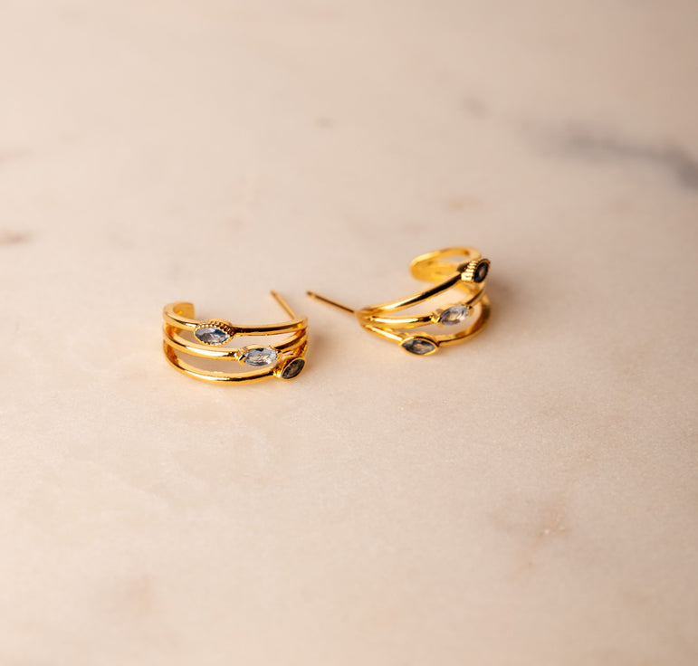 Trinity Drop Stud Earrings