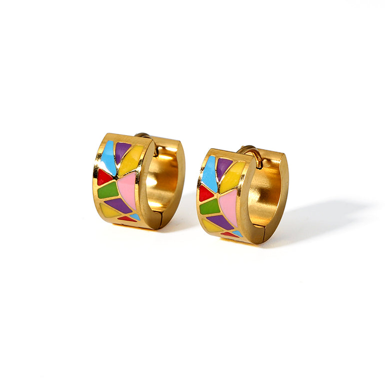 Confetti Charm Huggie Hoops Earrings