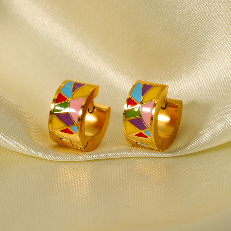 Confetti Charm Huggie Hoops Earrings