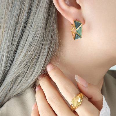 Minted Maze Stud Earrings