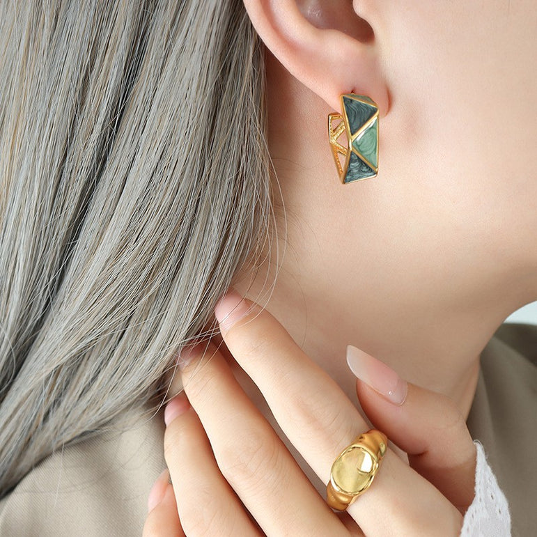 Minted Maze Stud Earrings
