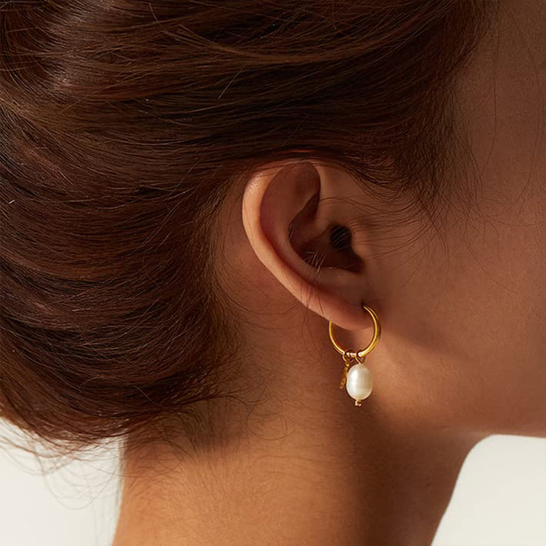 Star Drop Pearl Hoops