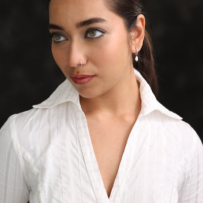 Pearl Fanfare Huggie Hoops Earrings