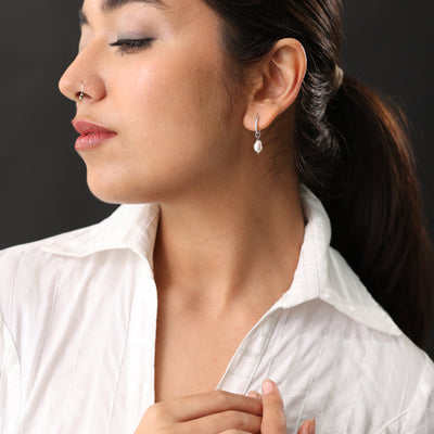Pearl Fanfare Huggie Hoops Earrings