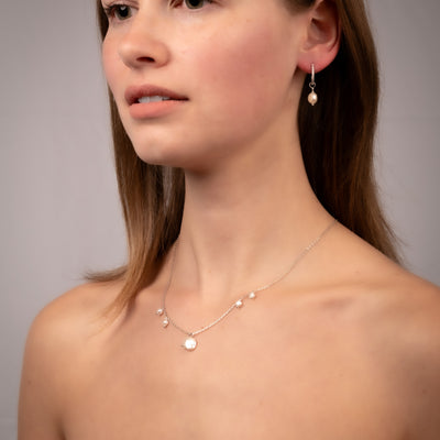 Pearl Fanfare Huggie Hoops Earrings