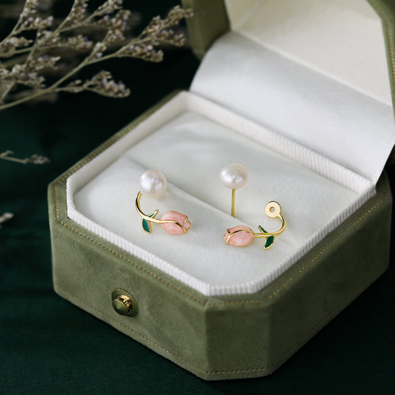 Rosy Whispers Stud Earrings