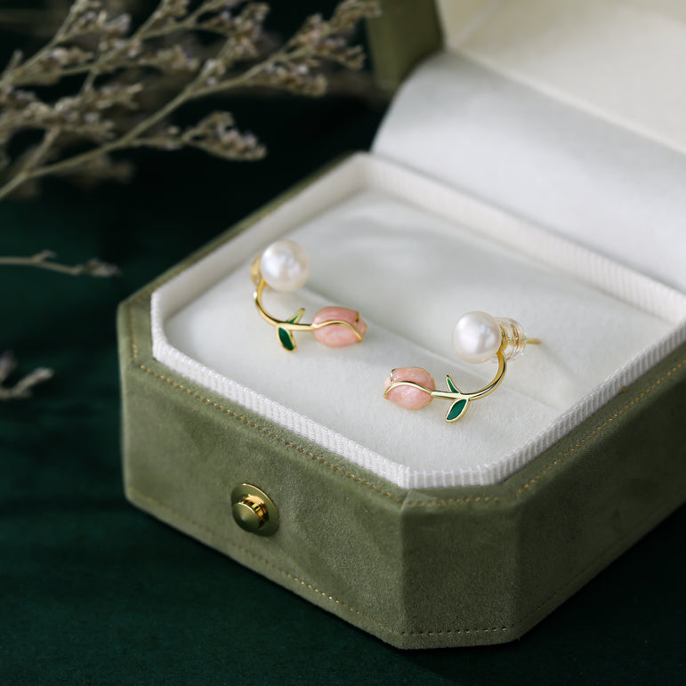 Rosy Whispers Stud Earrings