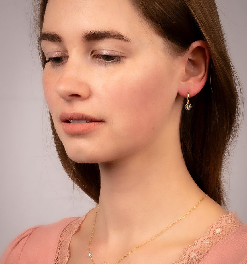 Watchful Sparkles Huggie Earrings