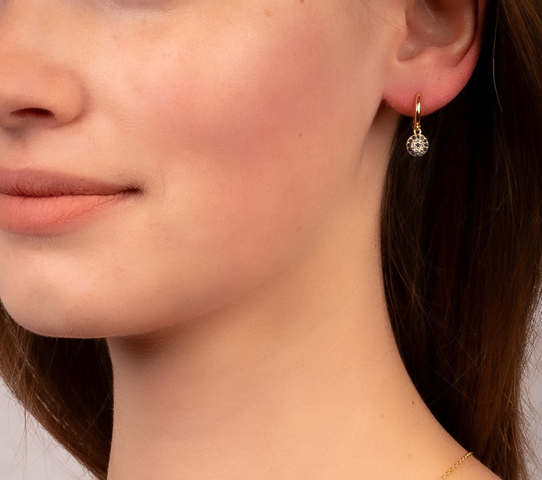 Watchful Sparkles Huggie Earrings